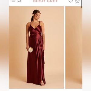Birdy Grey Cindy satin Cabernet wrap dress